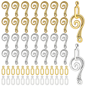 100 шт. 2 цвета застежки-крючки из сплава в тибетском стиле, для изготовления кожаных браслетов, без свинца и без кадмия, вихревые