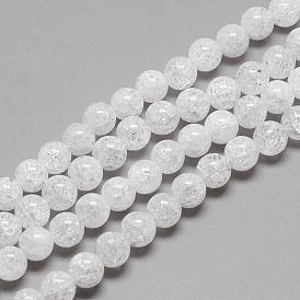 Natural Crackle Quartz Crystal Beads Strands, Round