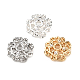 Колпачки для бусин из прозрачного кубического циркония из латуни, цветок