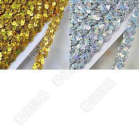 PandaHall Elite 2Cards 2 Colors Polyester Paillette/Sequins Chain Rolls, Clothing Ornament Accessories