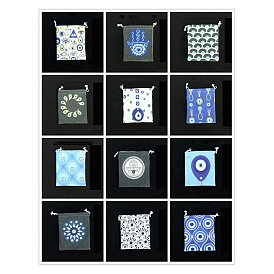 Evil Eyes Cloth Tarot Card Drawstring Bags, Rectangle Jewelry Storage Bag