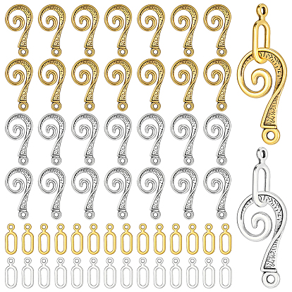100 шт. 2 цвета застежки-крючки из сплава в тибетском стиле, для изготовления кожаных браслетов, без свинца и без кадмия, вихревые