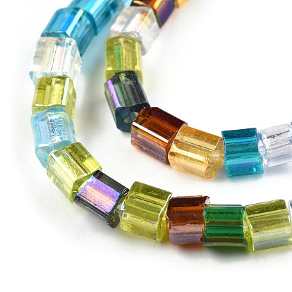 Transparent Electroplate Glass Bead Strands, AB Color Plated, Rectangle
