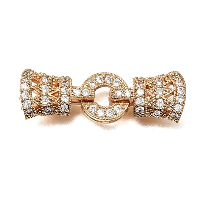 Fermoirs repliables en laiton micro pave zircone cubique transparente, anneau, sans nickel