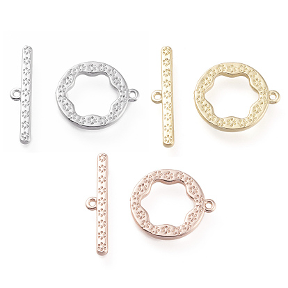 Brass Toggle Clasps, Ring, Long-Lasting Plated
