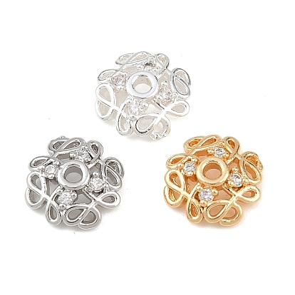 Колпачки для бусин из прозрачного кубического циркония из латуни, цветок