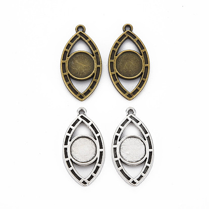 Tibetan Style Alloy Pendant Cabochon Settings, Cadmium Free & Lead Free, Eye