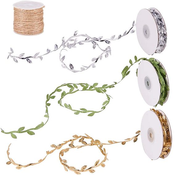 Artificial Leaf Leaves Vine Silk For Home Wedding Decoration, Handmade DIY Wreath Accessories and Jute Twine, for Jewelry Making