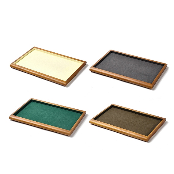 Дерево с бархатными подставками для ювелирных изделий, органайзер для ювелирных изделий держатель для колец, серег, ожерелья, браслета, хранения, прямоугольные