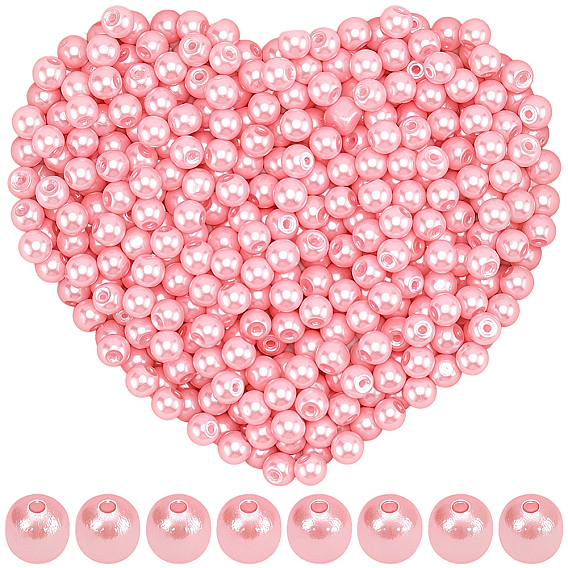 1200шт. нити круглых стеклянных бусин с перламутровым покрытием, окрашенных в технике выпечки