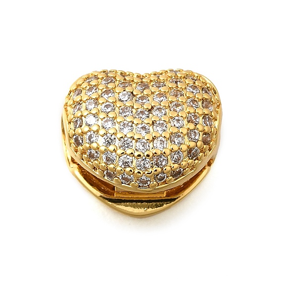 Латунные подвески с микропаве из прозрачного кубического циркония, долговечный, сердце