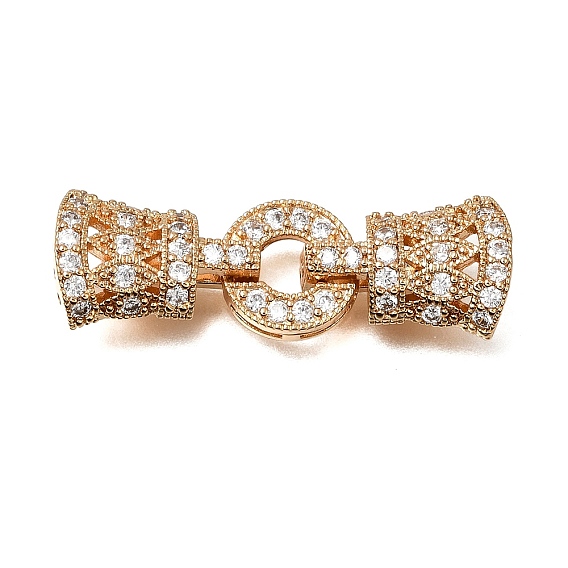 Fermoirs repliables en laiton micro pave zircone cubique transparente, anneau, sans nickel