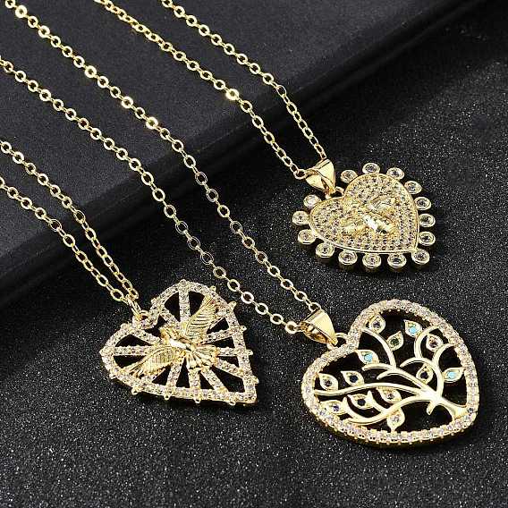 Ожерелья с подвеской в виде сердца из латуни с микропаве и кубическим цирконием для женщин