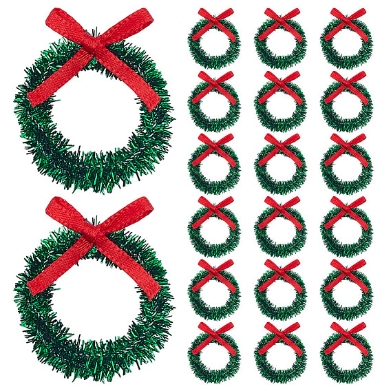 Миниатюрный рождественский венок из полиэстера с железом, аксессуары для кукольного домика с микроландшафтом, притворяясь опорными украшениями