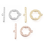 Brass Toggle Clasps, Ring, Long-Lasting Plated