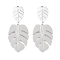 Monstera Leaf 304 Stainless Steel Dangle Earrings, Rhinestone Stud Earrings for Women