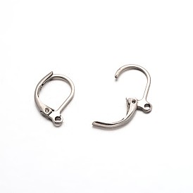 304 Stainless Steel Leverback Earring Findings, with Loop, 16x10x2mm, Hole: 1mm
