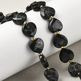 Натуральные пряди камбабы из яшмы, граненое сердце любви, с бисером