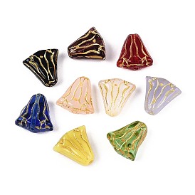 Цветочные стеклянные бусины, золотой металл обвитыми