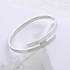 Шарнирные браслеты из нержавеющей стали со стразами для женщин