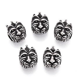 304 бусины европейского стиля из нержавеющей стали с крупными отверстиями, тигр