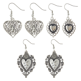 2серьги-подвески из сплава, сердце