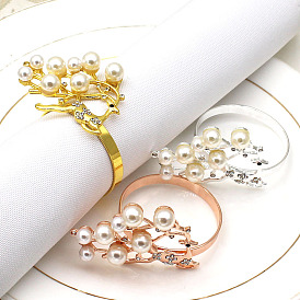 Rose Gold Christmas Pearl Deer Napkin Ring Metal Napkin Buckle Cloth Ring Napkin Ring Napkin Ring