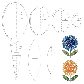 Acrylic Sunflower Quilting Rulers Set, Trapezoid/Horse Eye/Round Templates, Transparent Patchwork Sewing Cutting Craft Ruler DIY Tools
