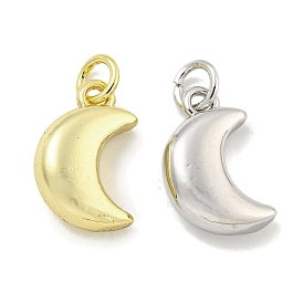 Brass Charms, with Jump Rings, Cadmium Free & Lead Free, Long-Lasting Plated, Moon