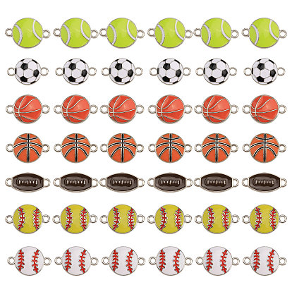 42 шт. 7 стили спортивные шармы тематика шармы эмаль соединитель сплав, платиновые шариковые звенья