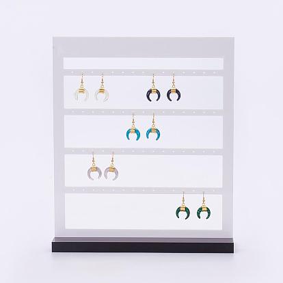 Acrylic Organic Glass Earrings Displays, Multi-Tier Earring Display Stand, for Hanging Earrings, Rectangle