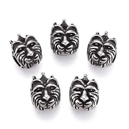 304 бусины европейского стиля из нержавеющей стали с крупными отверстиями, тигр