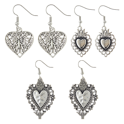 2серьги-подвески из сплава, сердце