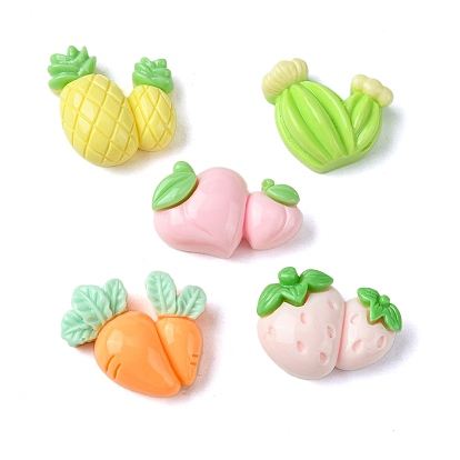 Cabujones decodificados de resina opaca, frutas vegetales