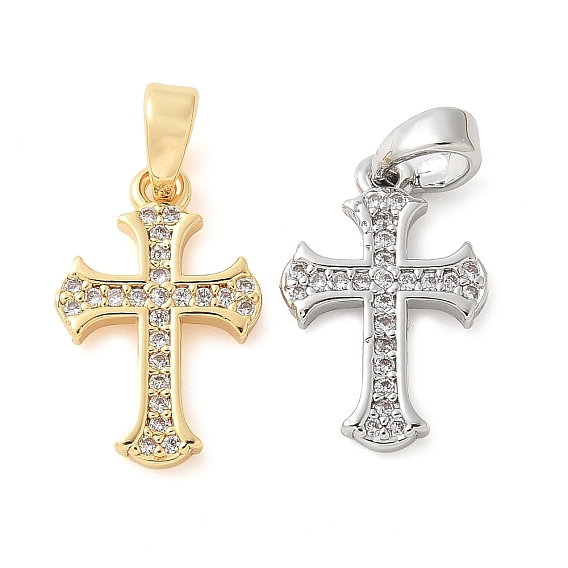 Латунные микро проложить кубического циркония подвески, без кадмия, без никеля и без свинца, крест прелести