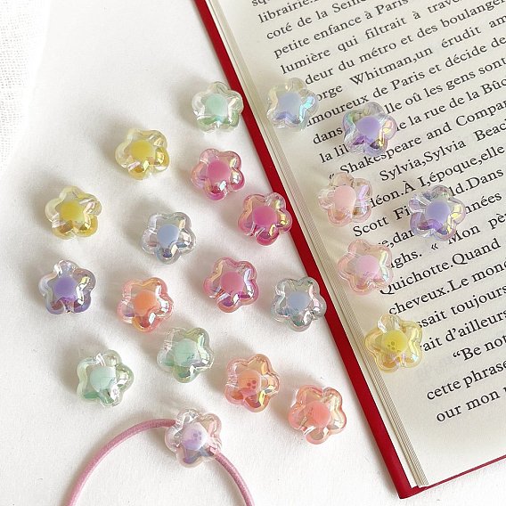 Прозрачные акриловые бусины, цветок, бусина в бусине, с покрытием AB цвета