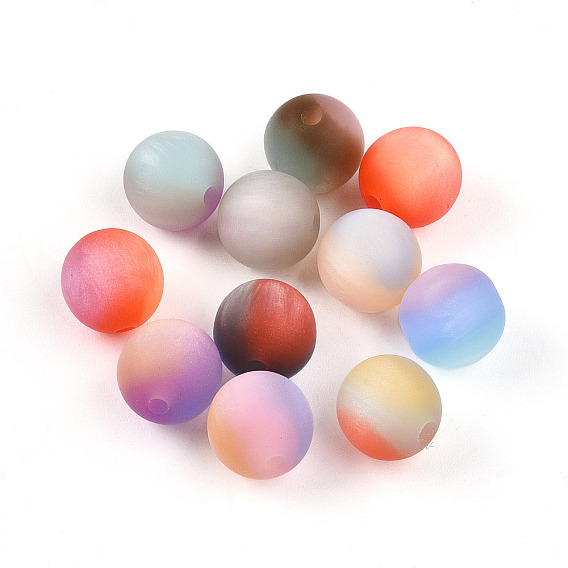 Бусины из матовой смолы, бусины имитация кошачьего глаза, круглые, матовые