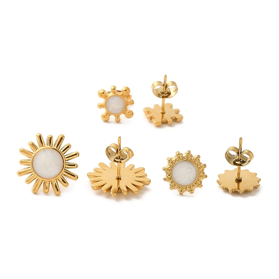 Ионное покрытие (ip) 304 серьги-гвоздики с цветком из нержавеющей стали, с эмалью