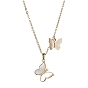 Natural Shell Butterfly Pendant Necklace with Brass Cable Chains