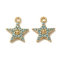 Synthetic Turquoise Pendants, Brass Star Charms, Nickel Free