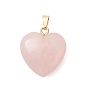 Природного розового кварца подвески, подвески-сердечки с 304 защелками из нержавеющей стали
