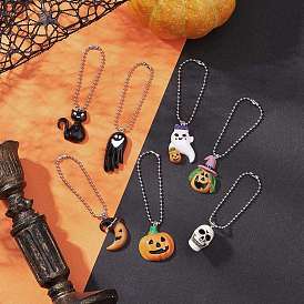 7 шт 7 стили подвесные украшения из смолы на тему Хэллоуина, с 304 из нержавеющей стальной шарик цепочки, разнообразные