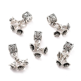 Tibetan Style Alloy European Beads, Large Hole Charms, Morning Glory/Flower