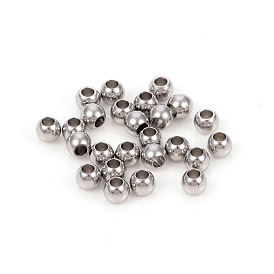 304 Acier inoxydable perles d'espacement, ronde
