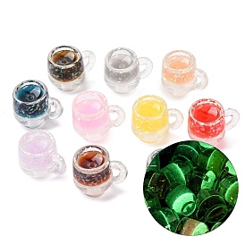 Светящиеся прозрачные шарики из смолы, чайная чашка, светится в темноте, с блестка