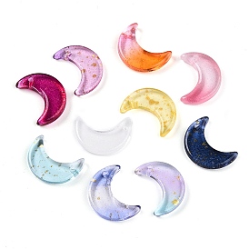 Прозрачные стеклянные подвески, Луна прелести, с блеском порошок, градиент цвета