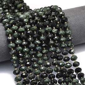 Натуральные пряди камбабы из яшмы, граненые, рондель, с бисером