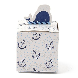 Paper Gift Box, Folding Candy Boxes, Decorative Gift Box for Weddings, Square with Dolphin Pattern