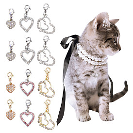 12 шт. 6 стили сердце латунный и сплав горный хрусталь подвеска украшение, с 304 из нержавеющей стали Lobster Claw застежками