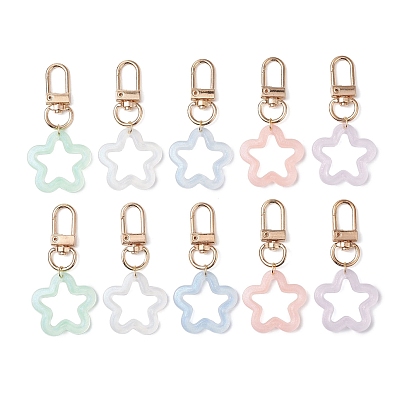 10 шт 5 цвета прозрачный светящийся акриловый подвесной декор в виде звезды, подвески на поворотной застежке для украшения сумок